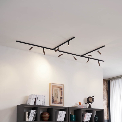 QAZQA Modern railsysteem met 10 spots donker brons 1-fase - Slimline