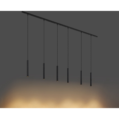 QAZQA Modern railsysteem met 6 hanglampen zwart 1-fase - Slimline