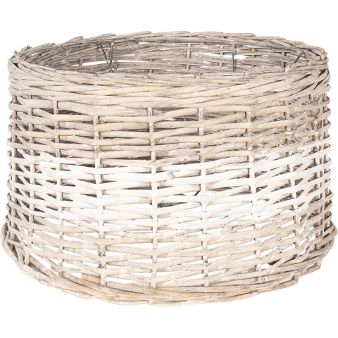 Clayre & Eef Lampenkap Ø 45x27 cm Bruin Wit Rotan Rond Rieten