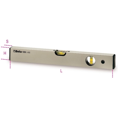 Beta Waterpassen vervaardigd geanodiseerd, geprofileerd aluminium, onbreekbare libellen nauwkeurigheid: 1mm/m 1696 600 - 016960006