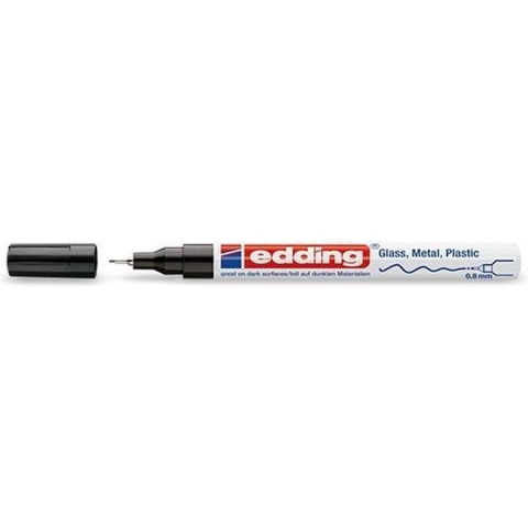 Edding Lakmarker | zwart | streepbreedte 0,8 mm ronde punt | 10 stuks - 4-780001 4-780001