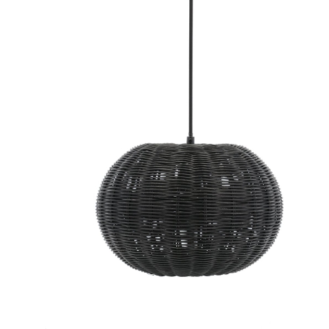 Villa Collection Werna rattan hanglamp zwart - 30 x 20 cm