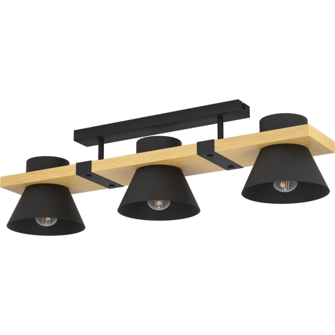 EGLO Maccles Plafondlamp - E27 - 78 cm - Zwart|Bruin - Staal|Hout