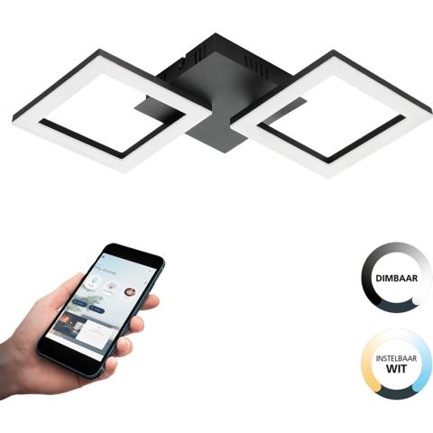 EGLO connect.z Paranday-Z Smart Plafondlamp - 47 cm - Zwart|Wit