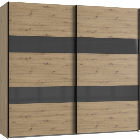 Kledingkast Mierlo Antraciet|Grijs|Hout - Eiken|Hout - Naturel