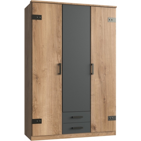 Kledingkast Stratum Antraciet|Grijs|Hout - Eiken|Hout - Naturel