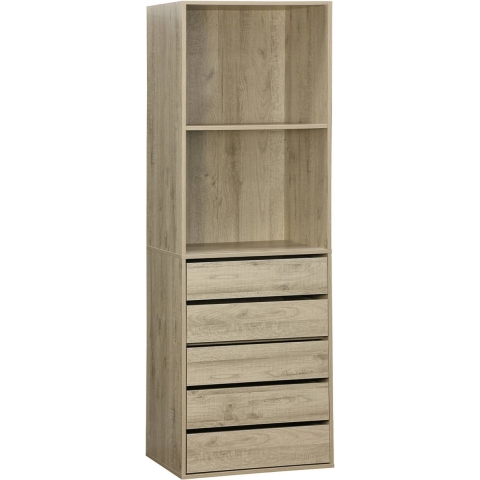 sweeek - Garderobemodule met 5 laden en 2 legplanken