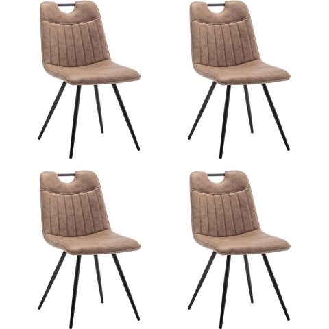 Furnihaus Eetkamerstoel Leon Microvezel Taupe Set van 4