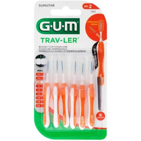 6x GUM Trav-Ler Ragers Oranje 0.9mm 6 stuks