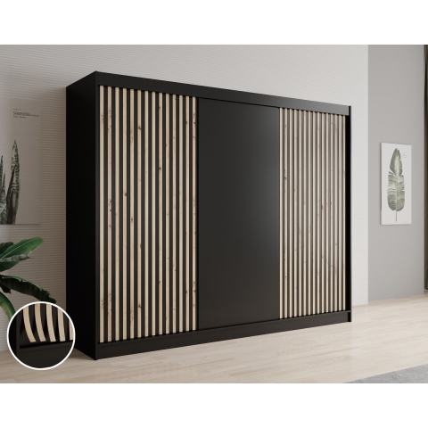 Meubella Kledingkast Lisbon - Zwart - 250 cm