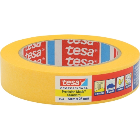 Tesa Precisie afplaktape | glad | lichtbeige | lengte 50 m | breedte 38 mm | wiel | 4 stuks - 04344-00001-00 04344-00001-00