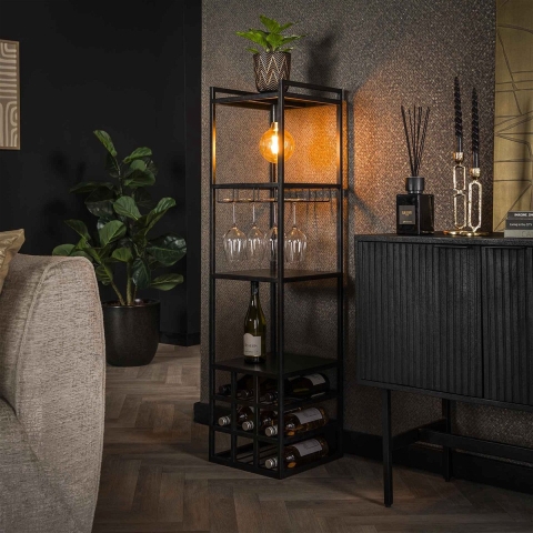 Giga Meubel - Wijnreklamp Metaal - Zwart 1-Lichts - 33x35x132cm