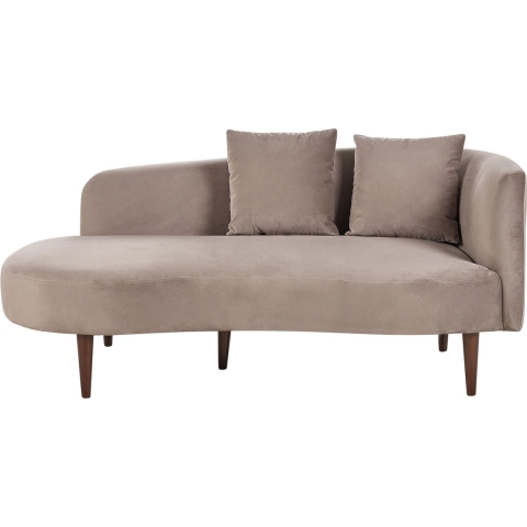 Beliani - CHAUMONT - Chaise longue - Taupe - Rechterzijde - Fluweel
