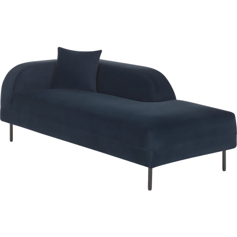 Beliani - LE CRAU - Chaise longue - Blauw - Linkerzijde - Fluweel