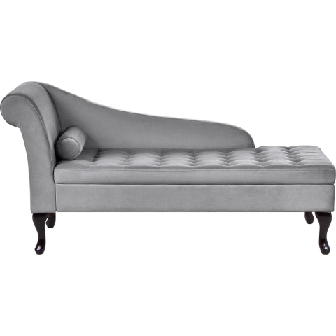 Beliani - PESSAC - Chaise longue - Lichtgrijs - Linkerzijde - Fluweel