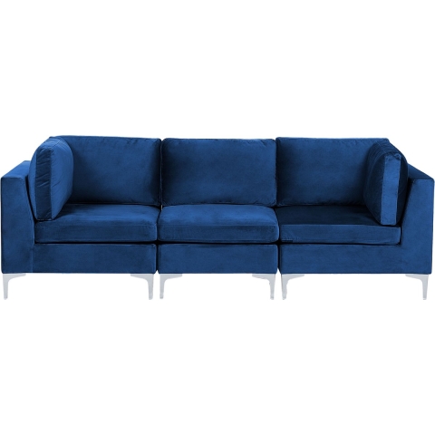 Beliani - EVJA - Hoekbank - Blauw - Fluweel