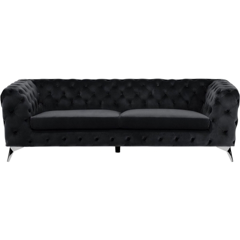 Beliani - SOTRA - Chesterfield bank - Zwart - Fluweel