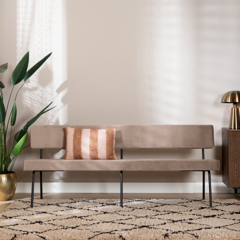 Bronx71 Velvet eetkamerbank Espen taupe 190 cm