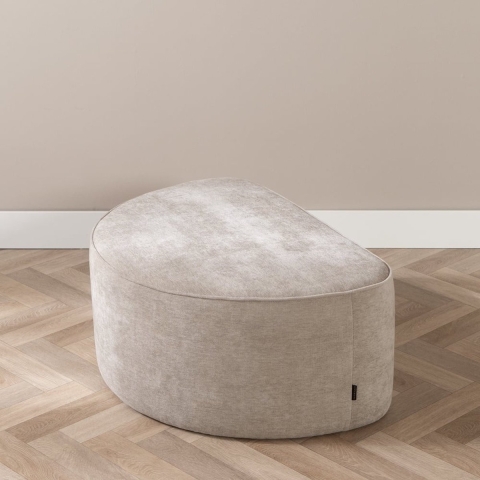 Bronx71 Hocker Neso halve maan stof gemêleerd taupe