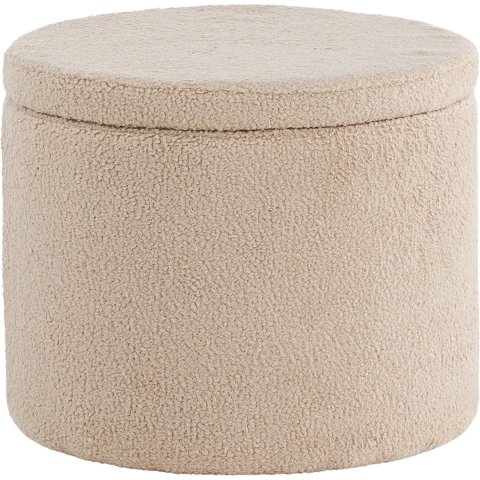 Nest living Amelia Poef Teddystof Beige - Met Opbergruimte