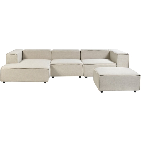 Beliani - APRICA - Driezitsbank - Beige - Rechterzijde - Linnen