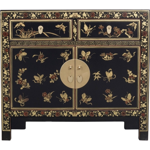 Fine Asianliving Chinese Kast Zwart Vlinders