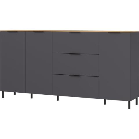 Germania California 192 cm Dressoir Grafiet | Eiken