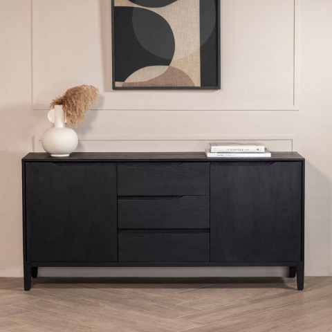 Giga Meubel - Dressoir Zwart - 150x38x70cm - Mangohout