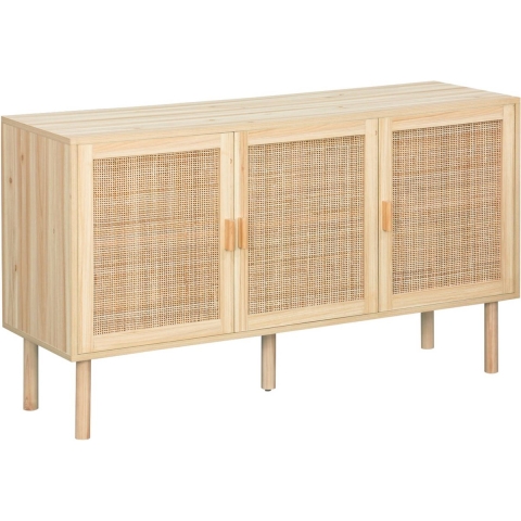 sweeek - Dressoir met 3 deuren, rotan en houteffect