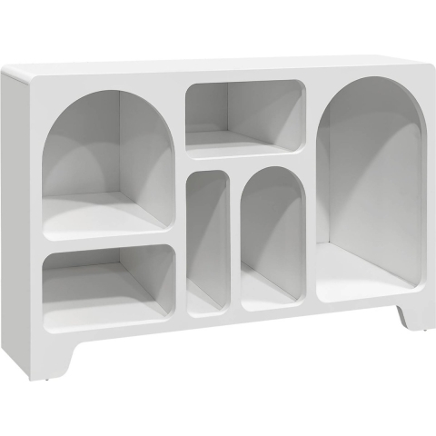 sweeek - Wit houten 6-vaks organisch dressoir, 120cm