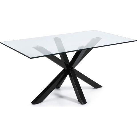 Kave Home Argo Eettafel - 160 x 90 cm - Glas / Zwart