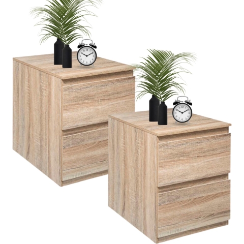 MISOU Nachtkastjes Set van 2 Ladekastje Bruin 48x38x50cm Hout