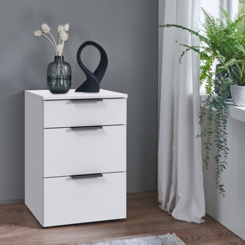 Nachtkastje Elda - Wit - Spaanplaat - 41x61x41cm (BxHxD)