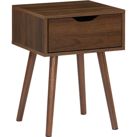 sweeek - Nachtkastje in walnootkleurig hout, 1 lade