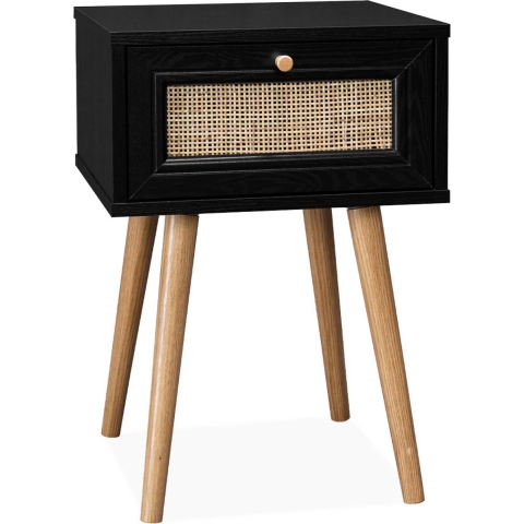 sweeek - Nachtkastje met hout- en rietmotief, 1 lade