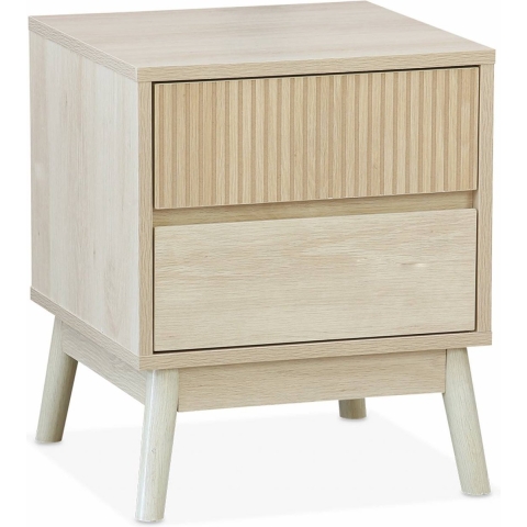 sweeek - Nachtkastje, walnoothout decor, Linear, L 40 x B 39 x H 48cm