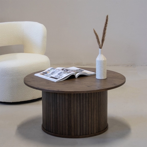by fonQ Alon Salontafel Ø 90 cm - Smoked Eiken