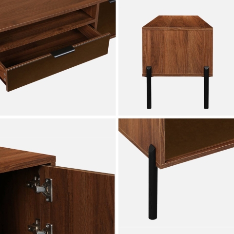 sweeek - Vintage walnoot TV-meubel met houteffect 151,5 cm