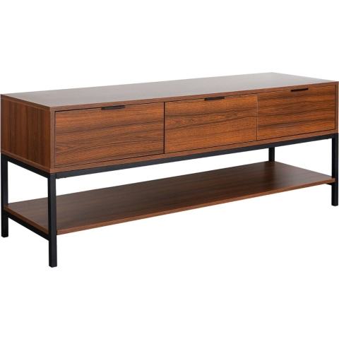 sweeek - Walnootkleurig houten TV-meubel met 3 laden