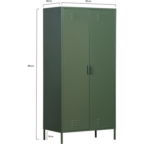 MaximaVida metalen kleding lockerkast Finn olijfgroen - 4 schappen