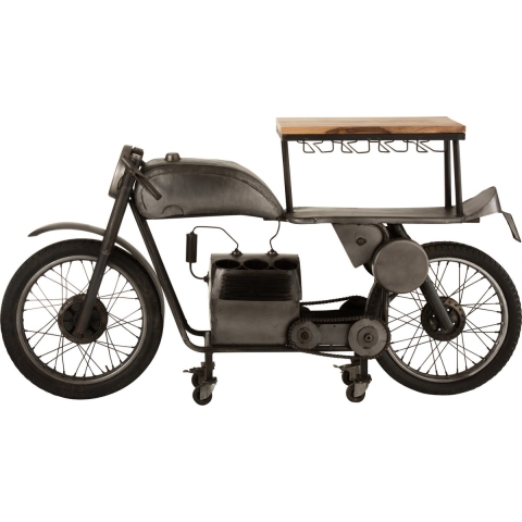 J-Line bar Motorfiets - metaal|hout - donkergrijs