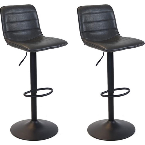 Bronx71 Industriële Barkruk Boston leer antraciet 60 - 76 cm-