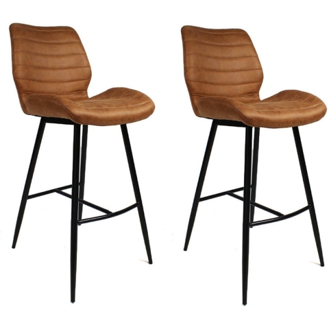 Bronx71 Industriële barkruk Morris cognac 71 cm - Barkrukken set van 2