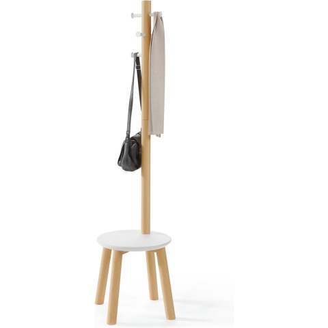Umbra Pillar Kapstok met Kruk - Wit/Naturel