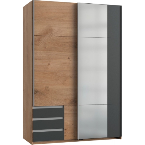 Kledingkast Elsen Antraciet|Grijs|Hout - Eiken|Hout - Naturel