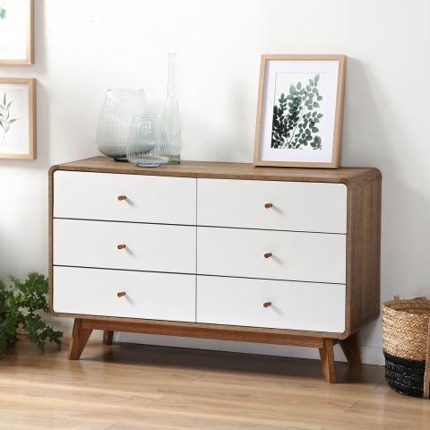 Calicosy - Ladekast Albura - Houtdecor en wit - 120 cm