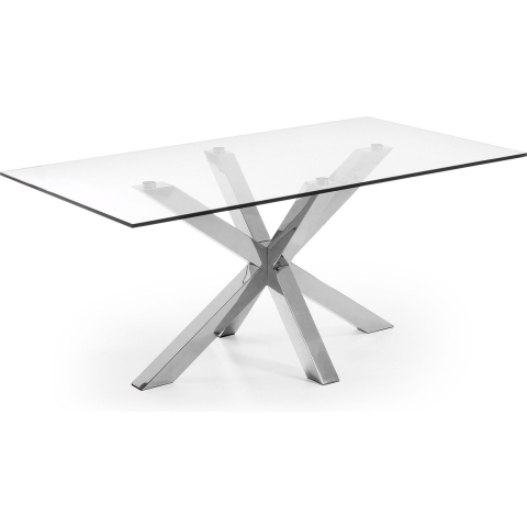 Kave Home Argo Eettafel - 180 x 100 cm - Glas / Zilver