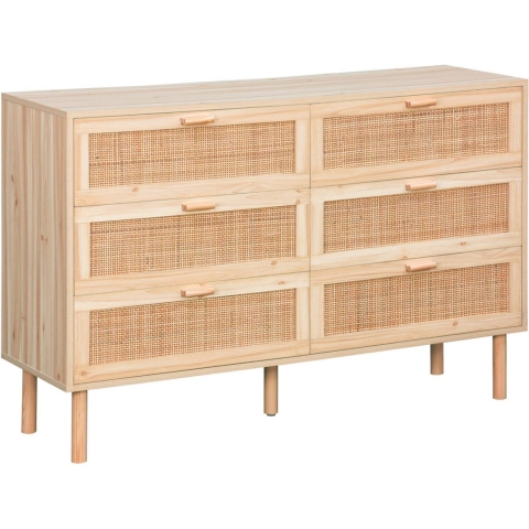 sweeek - Ladekast met 6 lades, rotan en houteffect