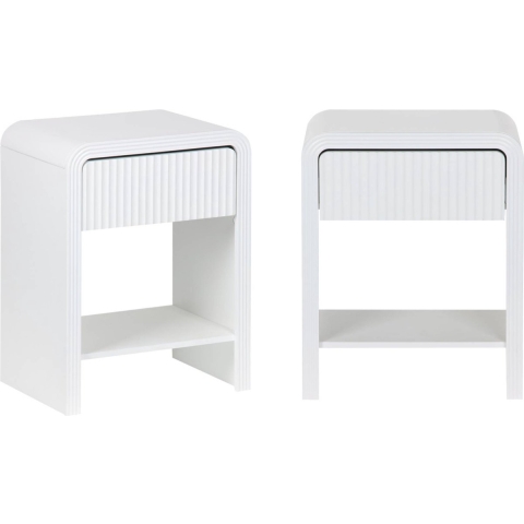 sweeek - Nachtkastje met gegroefd houteffect, 1 lade, 1 plank (set van