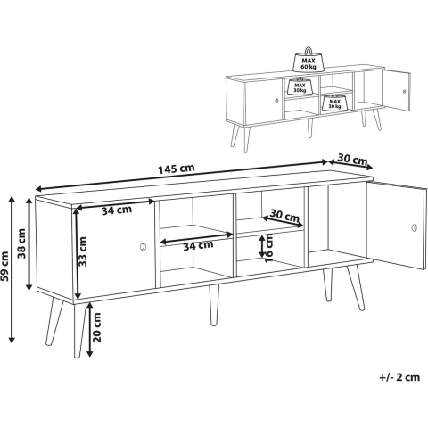 Beliani - CHANDLER - TV-meubel - Lichte houtkleur - Rubberhout